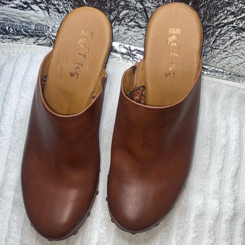 Kork-Ease Women's Brown Leather Mule Clogs